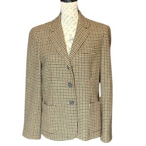 Vintage CHAPS Women's Wool Classic Houndstooth Blazer Size 12